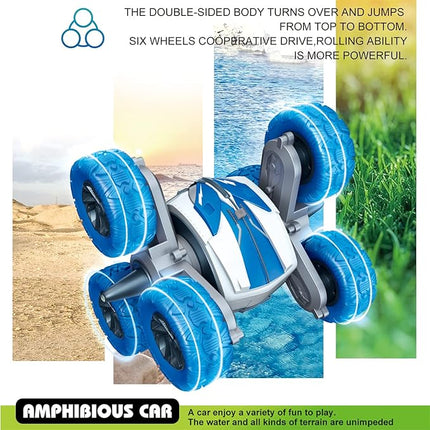 Threeking Amphipious RC Stunt Car Remote Control Cars 360 Degree Flips Rotating Indoor Outdoor Toys Gifts Presents for 6 7 8 9 10 11 12 Year Old Kids Boys Girls