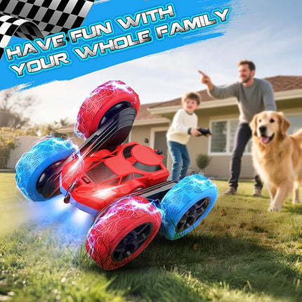 cosone Remote Control Car RC Cars for Kids Toys Rechargeable 360° Rotating 2.4Ghz RC Stunt Car for Kids Birthday Gift for 6 Years Old Boys Toys 6 7 8 9 10 Years Old Boy Gift Ideas (Blue&Red)