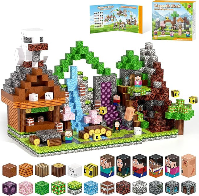 Magnetic Blocks, Magnetic Building Blocks Gryxpox, Magnet Tiles with Adventure World Blocks Toy, Magnetic Blocks For Kids Ages 4-8, STEM Sensory Toys for Ages 3+ Toddlers Kids Girl Boys Birthday Gifts