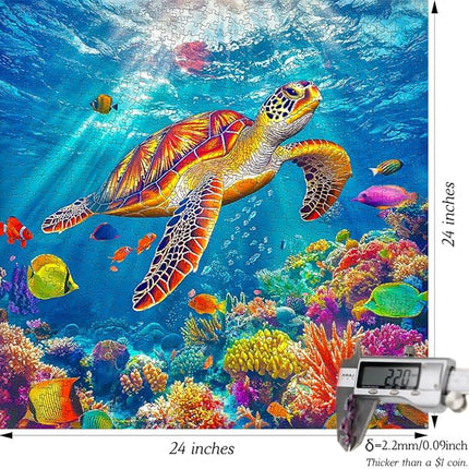 Bgraamiens Swimming Sea Turtle 1000 Piece Jigsaw Puzzle for Adults – Colorful Ocean Underwater Puzzle with Sea Life, Challenging and Relaxing Puzzle Game