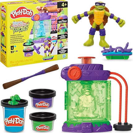 Play-Doh Teenage Mutant Ninja Turtles Mutation Station Playset, Bendy 4 Inch Donnie Action Figure, Kids Arts & Crafts, TMNT Toys for Boys & Girls 4+