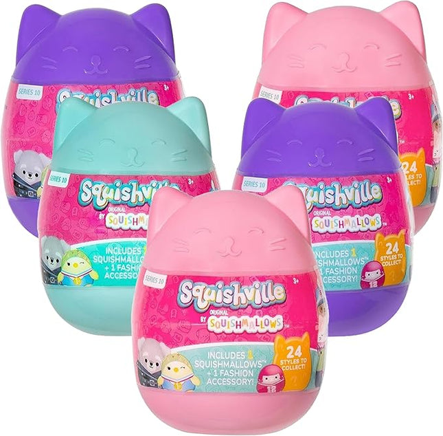 Squishmallows Squishville Series 10 Mini Mystery Plush (5 Pack) Official Jazwares Plush - Collectible Soft & Squishy Blind Capsules - Styles May Vary - Gift for Boys, Girls & Kids