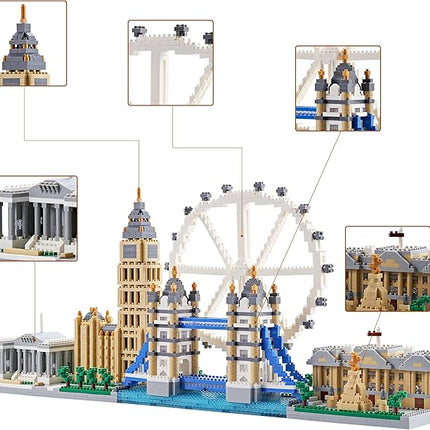Micro Building Blocks Set Architecture London Skyline Collection Building Set Model Kit London Bridge Gift for Adults and Kids Ages of 14+ 3430 Pieces