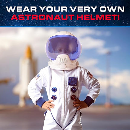 Blue Marble NASA Astronaut Helmet Halloween Costume Accessory – Wearable Space Helmet for Astronaut Costume for Kids, Sticker Sheet, Halloween Accessory for Boys and Girls, Dress Up and Pretend Play