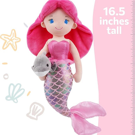 June Garden Atlantic Wonders Series - Mermaid Princess Thalassa Seabreeze - 16" Soft Plush Stuffed Mermaid Doll Gift for Toddler Girls