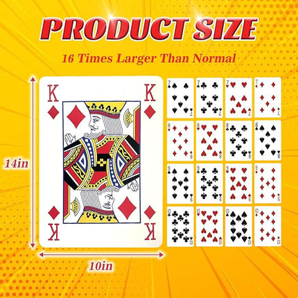 SeptCity Jumbo Playing Cards, Super Big Giant Game Theme Full Deck Huge Poker Oversize Decorations of Magic Party (1 Pack) (16 Times)