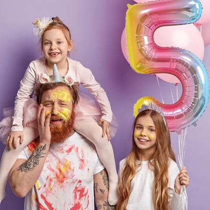 Smlpuame 40 inch Number Balloon 0-9 Gradient Rainbow Large Number 70 Balloons for 70th Birthday Party Celebration Decorations Supplies