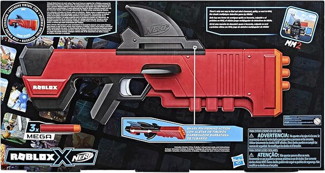 Nerf Roblox MM2 Shark Seeker Dart Blaster Shark Fin Action 3 Mega Darts Code to Activate Virtual in-Game Item F2489EU4
