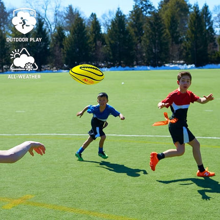 Nerf 10 Player Flag Football Belts + Ball Set - Youth Flags + Junior Foam Football for Kids - Full Kit for 5 v 5 Games - Includes (10) Belts + 1 Foam Ball