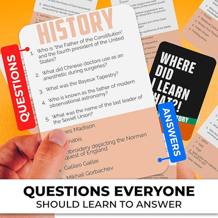 QUOKKA Trivia Card Game with 500 Questions in History – Trivia Games for Adults, Teens, and Families – Trivia Cards with Answers – Great Board Games Trivia for Family Party and Game Night