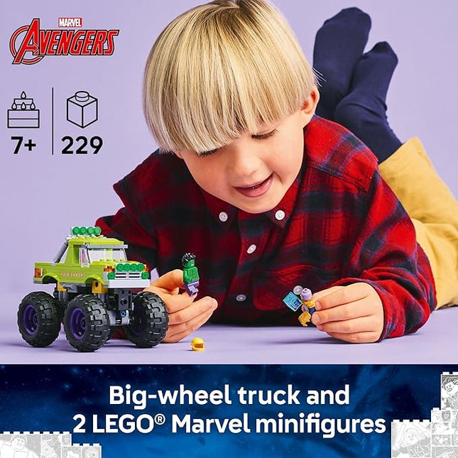 LEGO Marvel The Hulk Truck vs. Thanos - Monster Truck Building Toy for Kids 7+ - Includes Hulk & Thanos Toy Minifigures - Creative Birthday Gift Idea for Girls and Boys - 76312