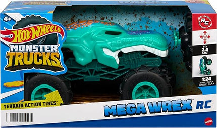 Hot Wheels Monster Trucks Mega-Wrex Battery-Powered RC Truck with All-Terrain Tires