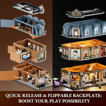 Brick Art Gallery Lighting Building Bricks Set - Town Life City Modular Collection Kit with Minifigures 3400 Pcs for Adults & Teen & Visual Art Lovers