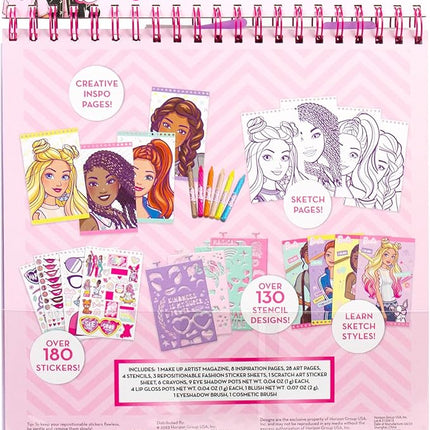 Horizon Group USA Barbie Magazine - Create Hair & Makeup Looks with 130+ Stencils, 180+ Stickers, Crayons & Pretend Makeup
