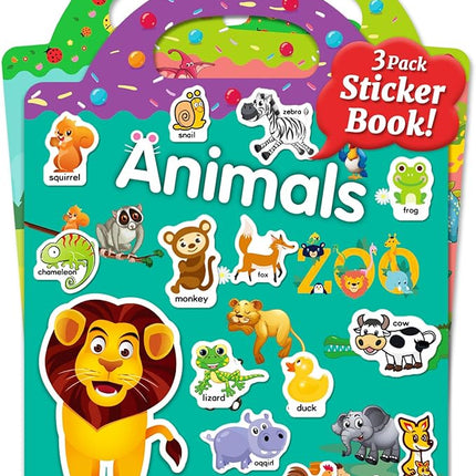 Benresive Reusable Sticker Books for Kids 2-4, Sticker Books for Toddlers 1-3 2-4, Toddler Travel Toys Activities Crafts Gifts - Animals, Dinosaurs and Insect