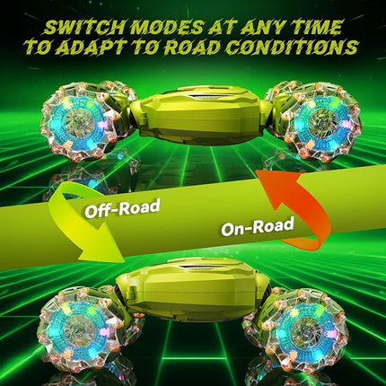 Gesture Sensing Stunt Remote Control Car - 2.4GHz 360° Rotating 4WD Transform RC Car, Birthday Gift for Boys 6 7 8+ Year Old