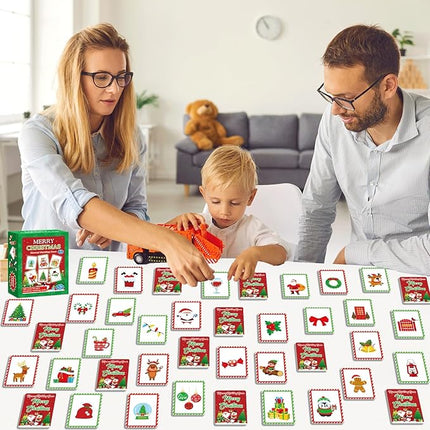 gisgfim 50 Pairs Merry Christmas Memory Matching Game Educational Concentration Memory Card for Kids Ages 3-8 Fun & Fast Winter Theme Memory Matching Games