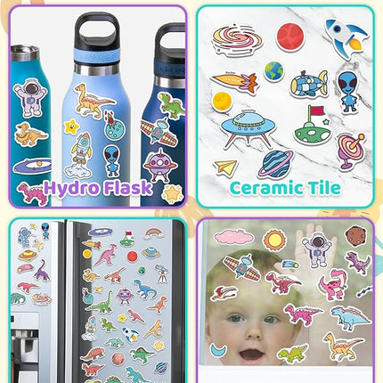 Benresive Reusable Sticker Books for Kids 2-4, Sticker Books for Toddlers 1-3 2-4, Toddler Travel Toys Activities Crafts Gifts - Dinosaurs, Space and Body