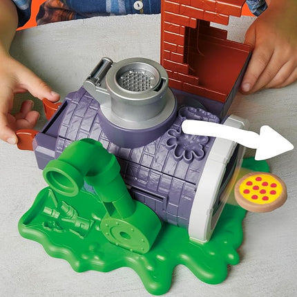 Play-Doh Teenage Mutant Ninja Turtles Slice & Blast Pizza Playset, Bendy 4 Inch Mikey Action Figure, Kids Arts & Crafts, TMNT Toys for Boys & Girls 4+