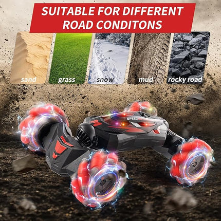Gesture RC Car, 2.4GHz 4WD Gesture Sensing RC Stunt Car Toys for 6-12 yr Boys Girls, Hand Controlled rc car Offroad 360° Rotation with Lights Music for Birthday Gifts