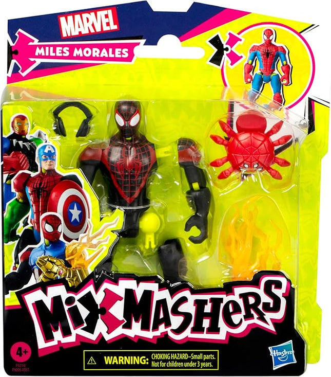 Spider-Man Marvel MixMashers Miles Morales Custom Mix-and-Match Action Figure & Accessories, 5-Inch-Scale Super Hero Toys for Kids Ages 4+