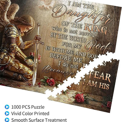 Christian Jigsaw Puzzles 1000 Pieces for Adults, Warrior Woman with Bible Verses, Inspirational Religious Wooden Puzzle, Faith-Based Gift