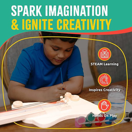 SparkJump DIY Wood Building Kits, STEM Woodworking Kit for Kids, Creative Fun Craft Projects, Great Gift for Boys & Girls (Wooden Guitar, 1-Pack)