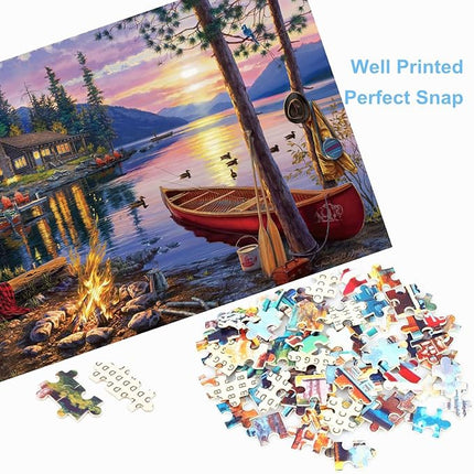 500 Piece Puzzles for Adults Sunset by The Lake 20.5 x 15 Inch 500 Piece Jigsaw Puzzles for Kids Adults Puzzles 500 Pieces for Adults Holiday Educational Challenge Toy