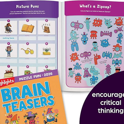 2026 Puzzle Fun Activity Book Gift Set for Kids 6 and Up, 4 Fun Books with Brain Teasers, Mazes, Word Games and More, Travel Activity and Puzzle Game Books for Kids