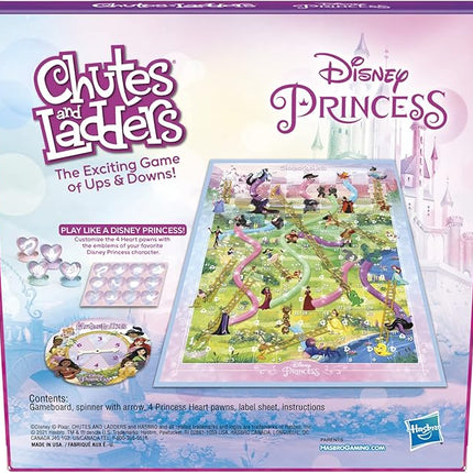 Hasbro Gaming Chutes and Ladders: Disney Princess Edition Board Game for Kids Ages 3 and Up, Preschool Game for 2-4 Players (Amazon Exclusive)