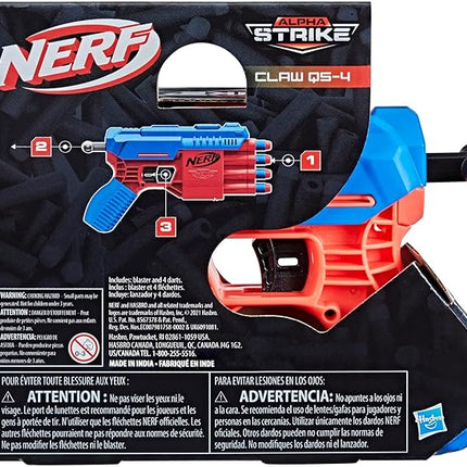 NERF Alpha Strike Claw QS-4 Blaster 4 Official Elite Foam Darts