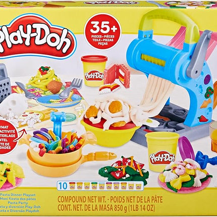 Play-Doh Pasta Dinner Playset, Kitchen Playset with 35+ Play Kitchen Accessories, Kitchen Toys for 3 Year Old Girls and Boys and Up