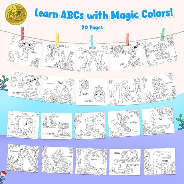 JoyCat Paint with Water Coloring Books for Toddlers, Watercolor Painting Sets for Kids Ages 3-5 4-8, Arts and Crafts Drawing Activities Toy Birthday Gift for Boys Girls (Alphabet)