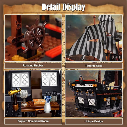 Toy Building Block Set, Pirate Ship Regular Size Brick Model Kit, Creative Ship Building Construction, Christmas Birthday Gift for Adult Teens Children Kids Boys Girls 8+ 968pcs