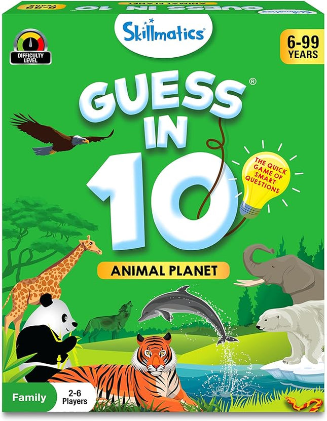 Skillmatics Guess in 10 Animal Planet, Trivia Card Game, Stocking Stuffers Perfect for Boys, Girls, Kids, Teens, Adults Who Love Animals, Travel Games, for Ages 6, 7, 8, 9, 10, and Up