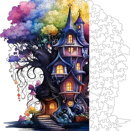 Wooden Puzzles, 174PCS Magical Tree Jigsaw Puzzles, Unique Shaped Wooden Puzzle for Adults and Kids, Family Game(Magical Tree, Large)