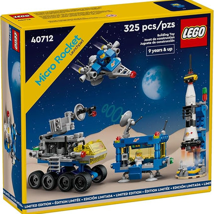 LEGO 40712 Micro Rocket Launchpad: 325 Pieces - Nostalgic Space Toy Set for Adults and Kids 9+, Inspired by Classic Space Sets from The 70s and 80s, Includes Rocket, Space Station, and Characters