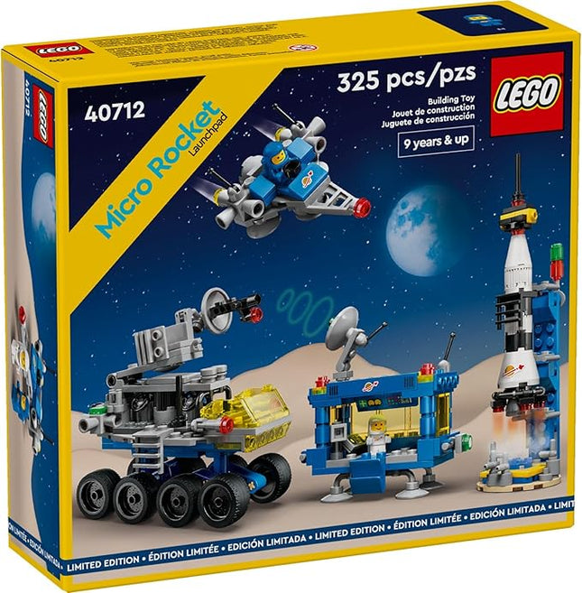 LEGO 40712 Micro Rocket Launchpad: 325 Pieces - Nostalgic Space Toy Set for Adults and Kids 9+, Inspired by Classic Space Sets from The 70s and 80s, Includes Rocket, Space Station, and Characters