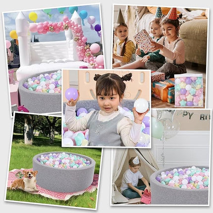Ball Pit Balls Pack of 100 200 500 - Star and Round Set BPA Free Phthalate Free Non-Toxic Crush Proof Play Balls Soft Plastic Balls for Toddlers Baby Kids Birthday Pool Tent Party