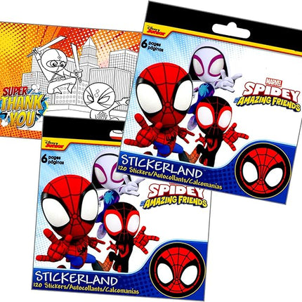 Spidey Stickers Party Favors Set Includes Spidey Party Sticker Sheets, Superhero Postcard Craft