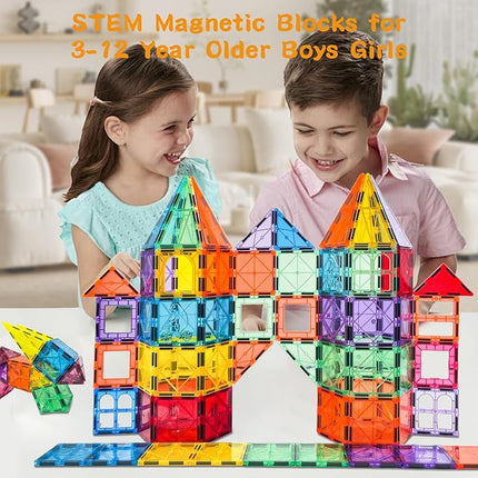 100 Piece Set Magnet Building Tiles Toddler Toys Magnetic 3D Blocks Construction Playboards for Kids Ages 3-12