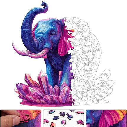 Wooden Puzzles for Adults 200 Pieces, Elephant Jigsaw Puzzles, Adult Puzzles Animal Wooden Toys 11x11.4 inch, Home Decor Gift Family Brain Game for Men Women Elders Seniors