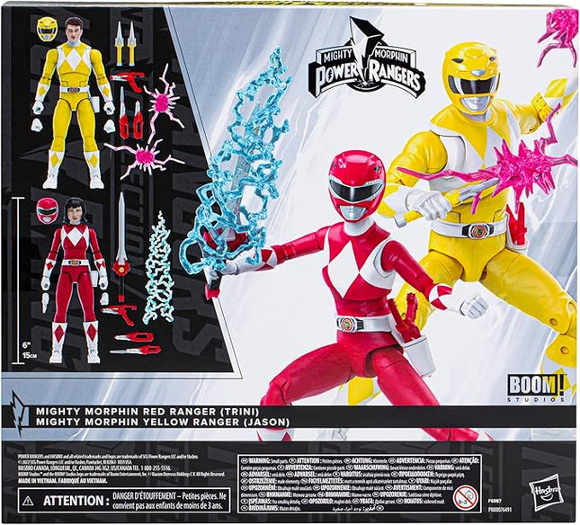 Hasbro Power Rangers Lightning Collection Mighty Morphin Yellow Ranger & Red Ranger ''Swap'' Jason & Trini Boom Comics 2-Pack 6-Inch Action Figures, (F6887)