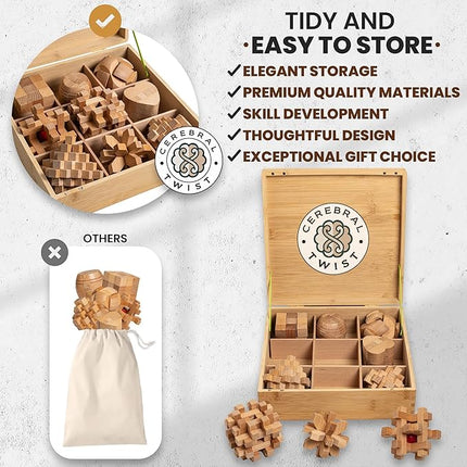 Wooden Brain Teaser Puzzles for Adults - Coffee Table Puzzles - Wooden Wire Teaser - Brain Puzzle for Adults - Wood Brain Teasers - Brain Teasers