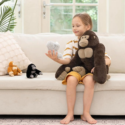 MaoGoLan 4Pcs Giant Gorilla Stuffed Animals -19.6" Large Brown Gorilla Plush with 3 Babies Stuffed Gorilla Inside, Soft and Cuddly Companion Plush Toy Gifts for Kids,Children,Boys,Girls