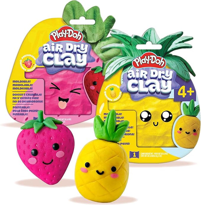 Play-Doh Scented Air Dry Clay, 2-Pack Summer Bundle, 1 Pink Strawberry, 1 Yellow Pineapple, Arts and Crafts, Craft Supplies, Modeling Clay for Kids, Toddler Party Favors, Goodie Bag Stuffers