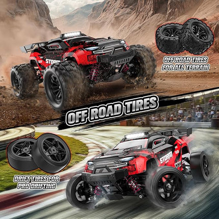 1:18 RC Cars, 2.4GHz 4WD High Speed 40 KM/H Remote Control car with Drift Wheel, All Terrain Off Road Monster Truck RC Drift Car with Gyro for Adults Boys 8-12