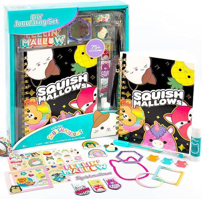 Squishmallows Original DIY Journaling Kit, Includes Craft Supplies Like Cute Stickers for Journaling, Sketch Pad, Cam The Cat Charm, Keychain, Fun Scrapbook Kit, Girl Gifts, Art Set