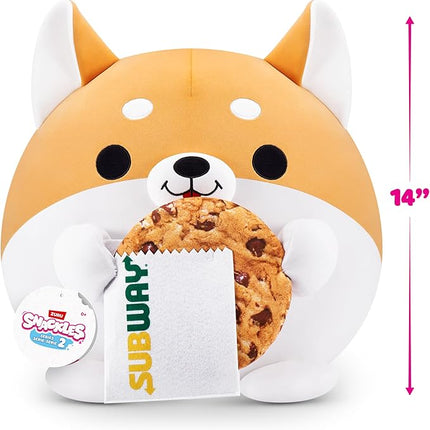 Snackles Series 2 14-inch by ZURU Cuddly Squishy Comfort 14-inch Plush with Licensed Snack Brand Accessory (Corgi&Subway Cookie)