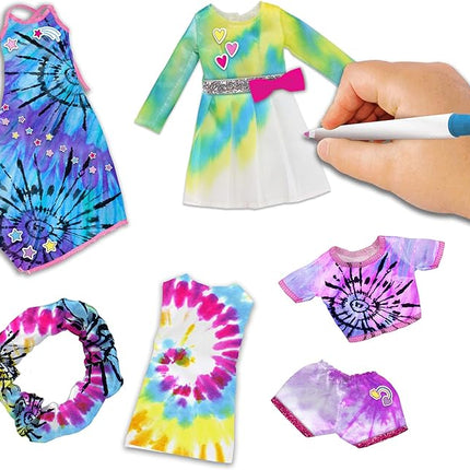 Barbie Tie-Dye Fashion Designer Kit – DIY Design Set for Girls with Dresses, Markers, Stickers & Tools – Create Real Barbie Outfits, Craft Activity for Kids Ages 6+